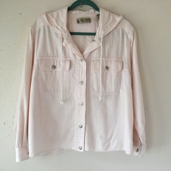 Marsh Landing Vintage Pink Striped Hooded Shirt